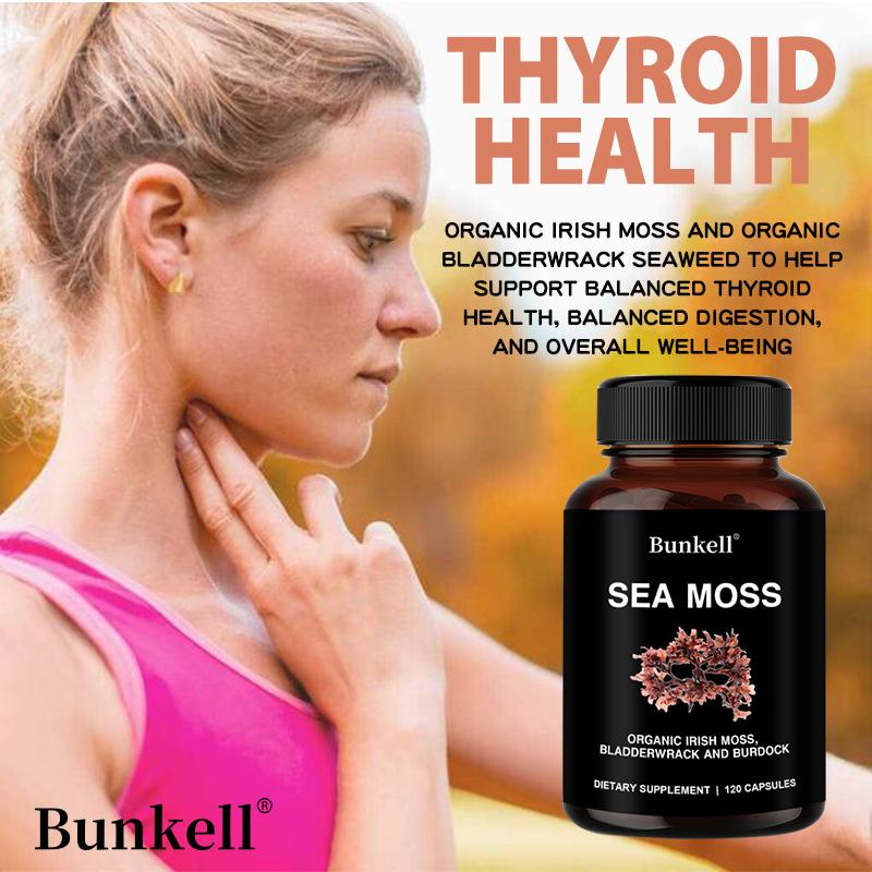 Organic Irish Moss Supplement, With Bladderwrack, Burdock, 120 Capsules Per Bottle