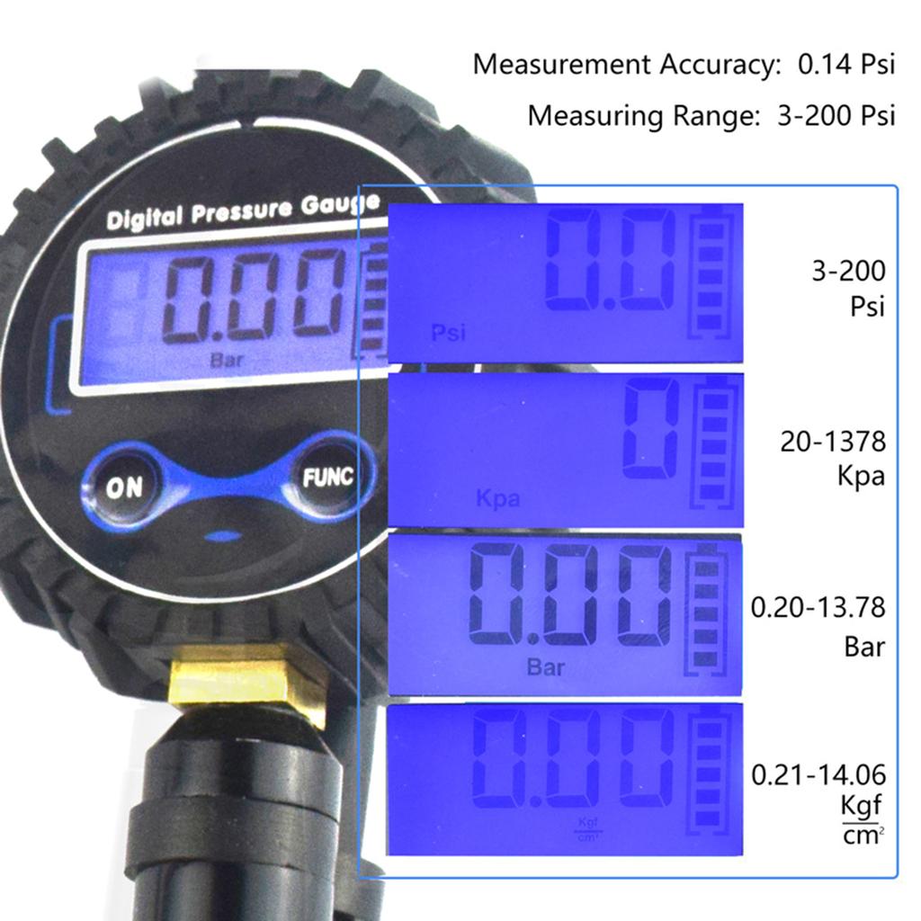 Quick Response Accurate Car Tire Pressure Checker with Temperature Readings Portable Measurement for Auto Travel Safety