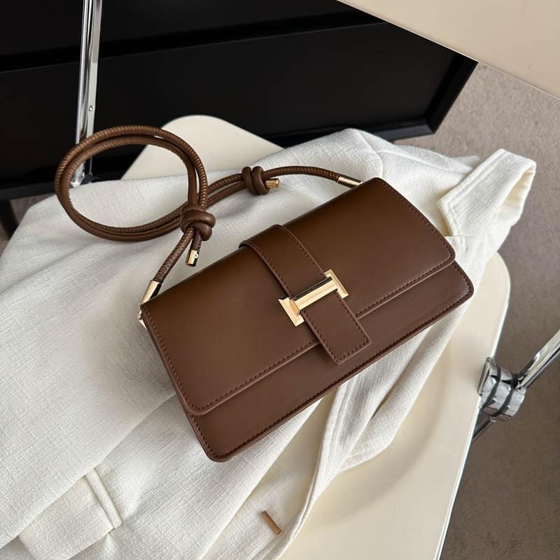 

Женская сумка через плечо новый тренд ретро маленькая квадратная сумка нишевая универсальная простая однотонная сумка-мессенджер темно-коричневого