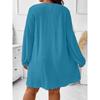 Women Fashion V Neck Long Sleeve Loose Plus Size Midi Dress