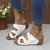 Foreign trade slope heel thick sole hollow slippers women's new European and American large size casual one-pedal fish mouth sandals cross-border