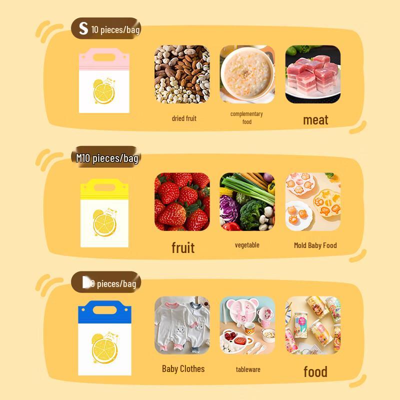 Zhishe Self-Sealing Freezer Food Storage Bags
