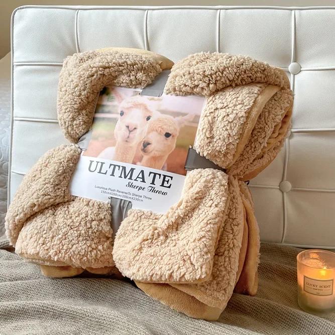 Fashion Best-selling Lamb Wool Blanket Solid Color Thickened Blanket Lunch Break Blankets Warm Bed Sheet Mantas De Cama Cobijas