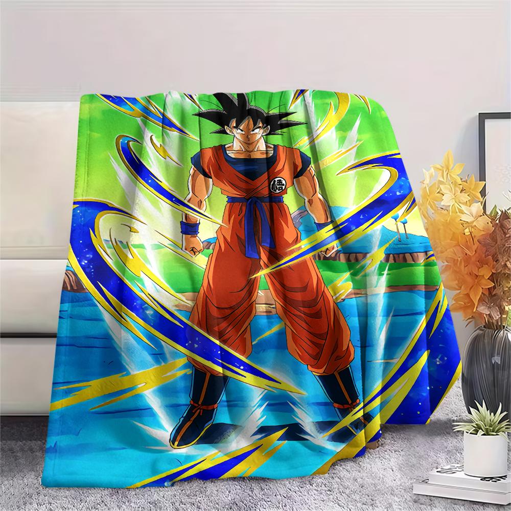 Dragon Ball Charakter Goku Muster Flanelldecke, Hohe Qualität, Bequem für Alle Jahreszeiten, Heimdekoration, Wärme und Komfort, Perfekt für Geschenke.