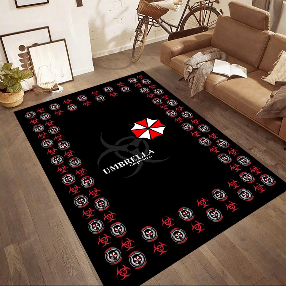 Umbrella Corporation Symbol Square rugs are a great choice for living rooms, bedrooms, home décor, and as gifts.