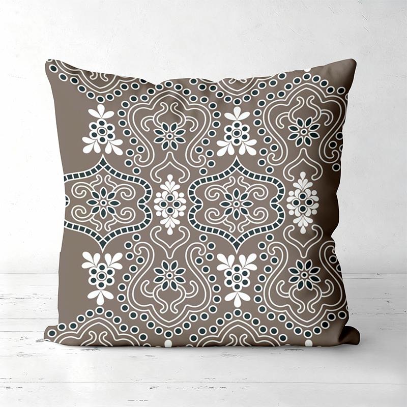 Brown Throw Pillow with Intricate Geometric Patterns Polyester Pillowcase, Sofa Decorative Cushion Cov Headboard Pillow