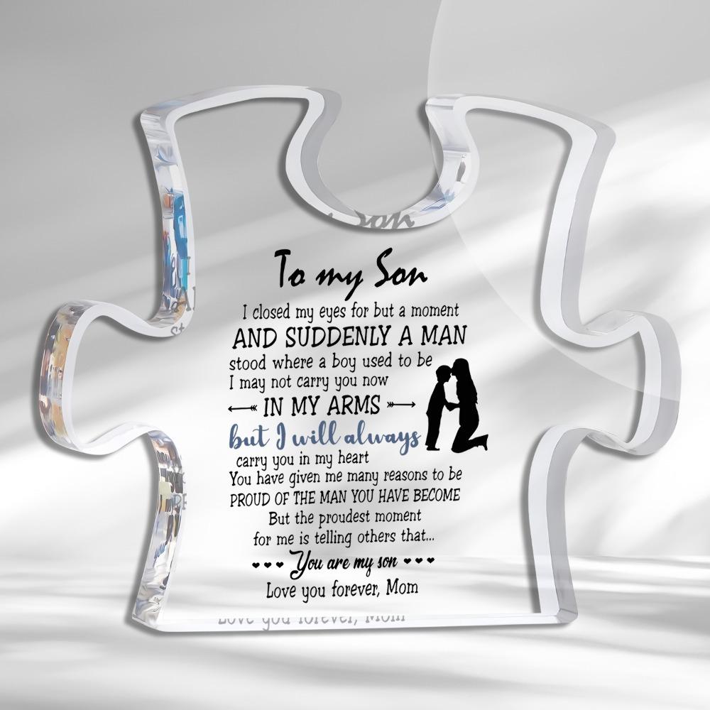 "To My Son" Carved Acrylic Puzzle - Ideal Birthday, Christmas & Graduation Gift