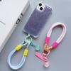 Universal Braided Mobile Phone Lanyard Strap Love Pendant Chain Ring Cord with Patch Wrist Strap Cell Phone Detachable