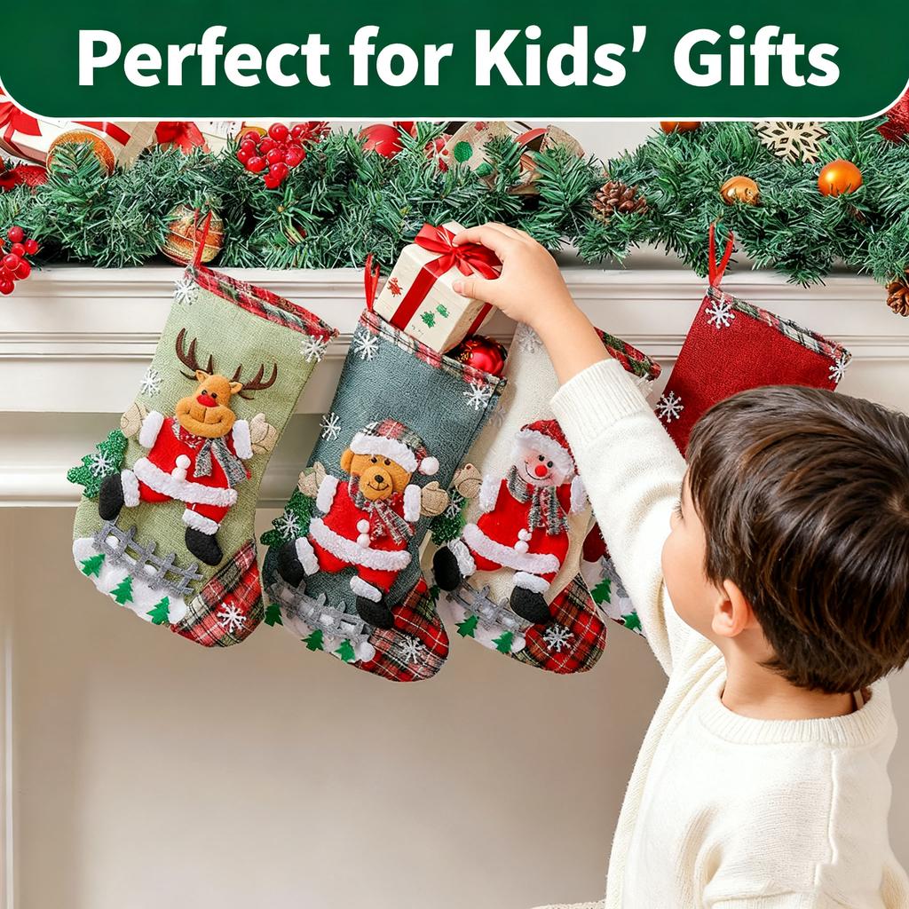 1 Pcs Christmas Stockings 11.81 Inches Stockings for Christmar Christmas Decorations with Cute Pattern Christmas Ornament