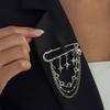 SHIXIN Broches Exquises Multifonctionnelles Chaîne Cœur pour Costume Femme Chaîne à Franges Étoile à Quatre Branches en Métal Broches Accessoires de Vêtement
