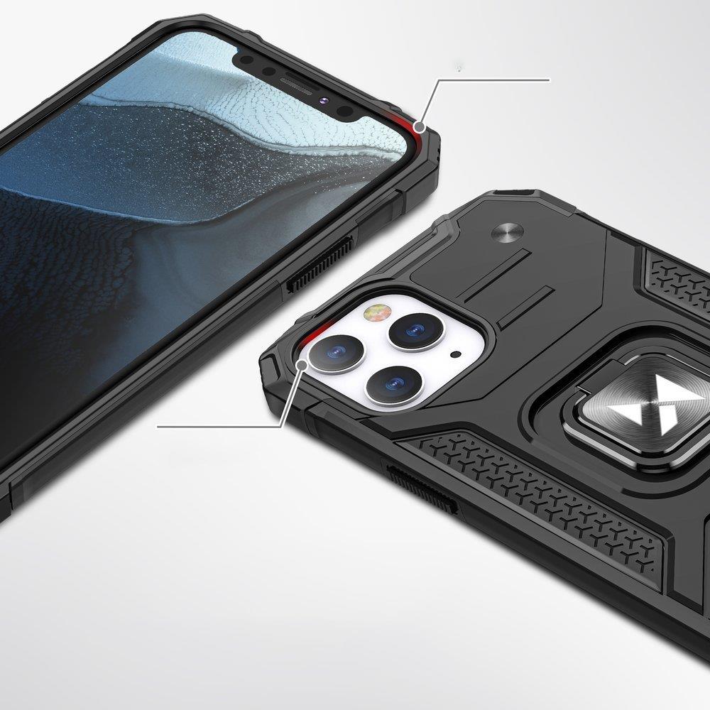 Armored case cover + magnetic holder iPhone 13 Pro Max Ring Armor silver