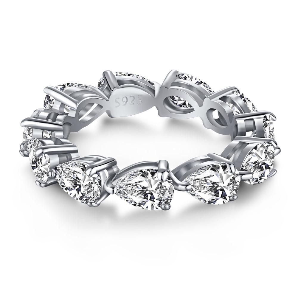 

Кольцо с бриллиантом Eternity Water Drop b, 100% настоящее, стерлингового серебра 925 пробы, вечерние обручальные кольца для женщин и мужчин, ювелирные изделия для помолвки
