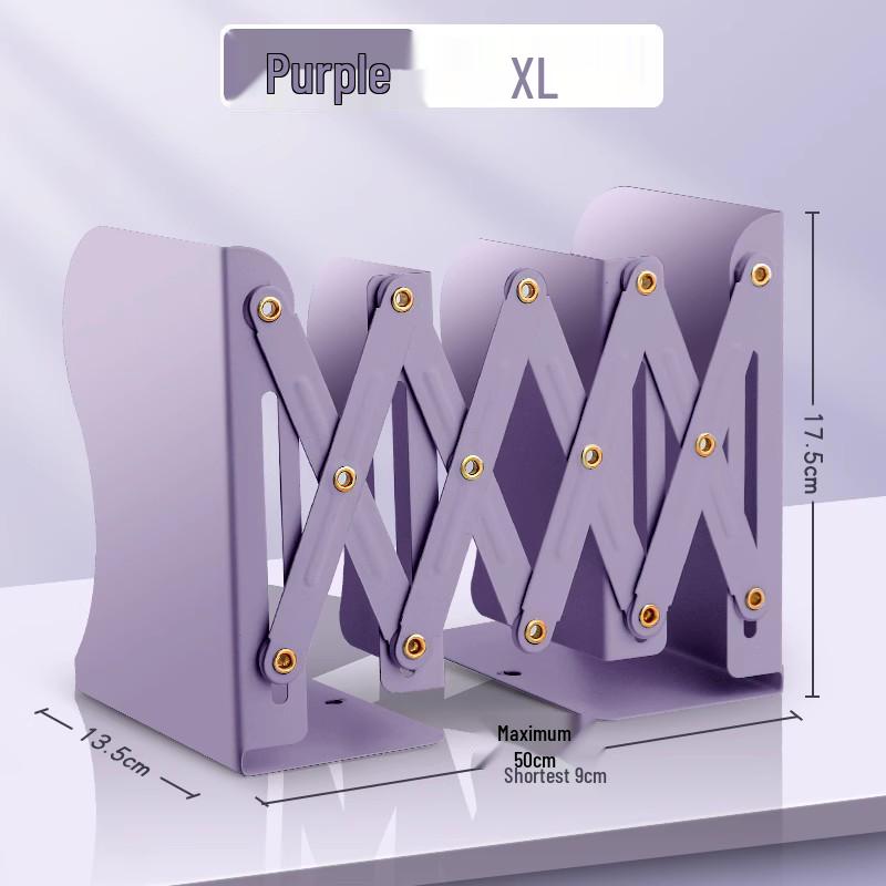 Retractable Bookend with Pen Holder - Foldable Desktop Bookshelf and Divider