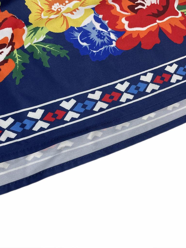 Bohemian Retro Ethnic Tassel Embroidered Waist-Cinching Short Holiday Dress with Short Sleeves