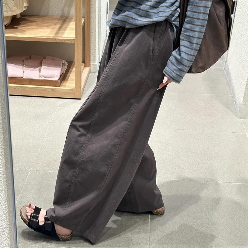Spring Apricot High Waist Balloon Pants - Women's Loose, Slimming Wide-Leg Casual Cropped Style