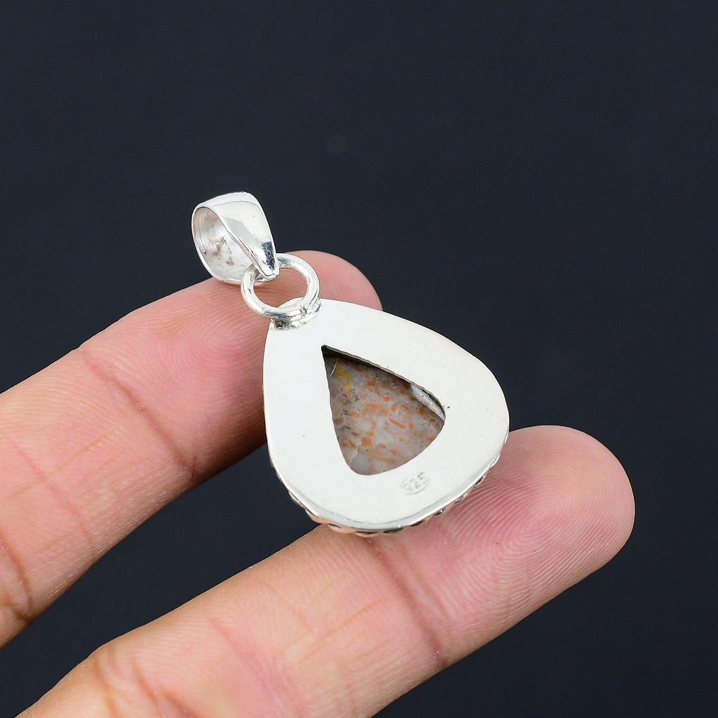 Pear Sunflower Blister Stone 925 Sterling Silver Handcrafted Sister New Pendant