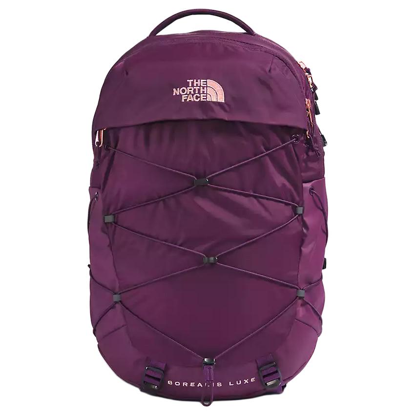 The North Face Borealis Luxe 28L Outdoor Backpack With Brand Logo Zipper Closure Women backpack Black Blackcurrant-Purple Coral NF0A81E7YIR Blackcurrant & Purple & Coral Metallic