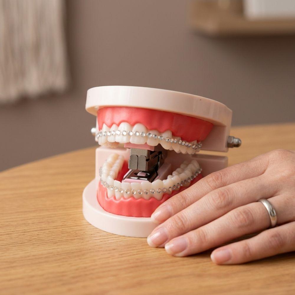 Plastic Denture Shaped Stapler Novelty Prank Mini Stapler Fake Teeth Model Decor Halloween Gift