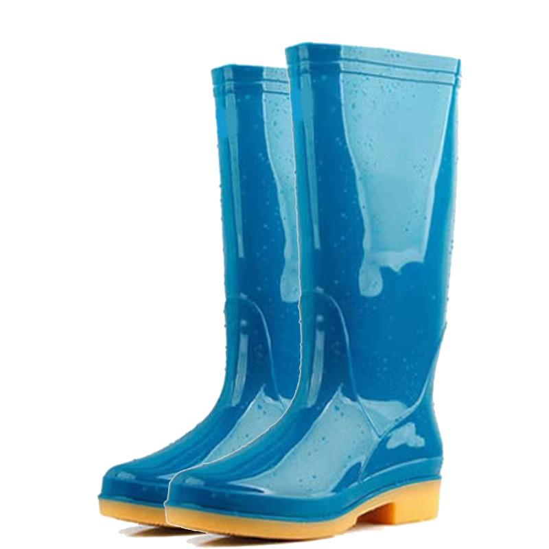 Rain shoes fashionable women's high rain boots non-slip and wear-resistant beef tendon sole color water shoes