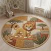 Cute Lion Elephant Woodland & Safari Animal Mat Nursery Round Rug Non Slip Floor Carpet Home Decoration Rugs