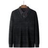 Dad's Winter Warm Chenille Knitwear: Men's Fleece-Lined Two-Piece Sweater with Thick Shirt Collar for Autumn/Winter.