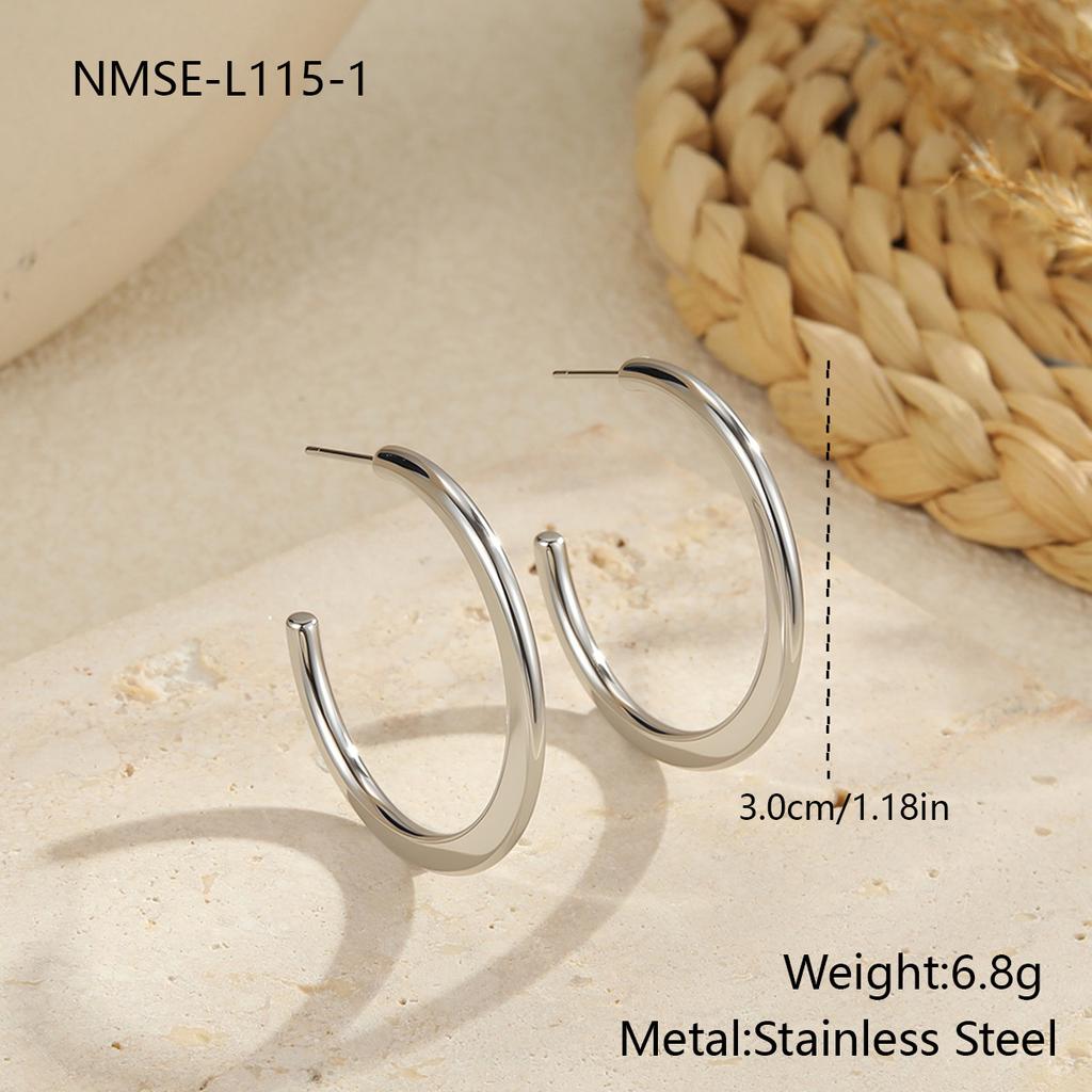 GEMCHIC Women's Classic Ins Large Hoop Earrings Stainless Steel 18K Gold Plated Polished Fashion Accessories