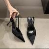 2025 Spring New Brand Women Sandal Fashion Bow-knot Pointed Toe Ladies Elegant Slingback Shoes Thin High Heel Pumps