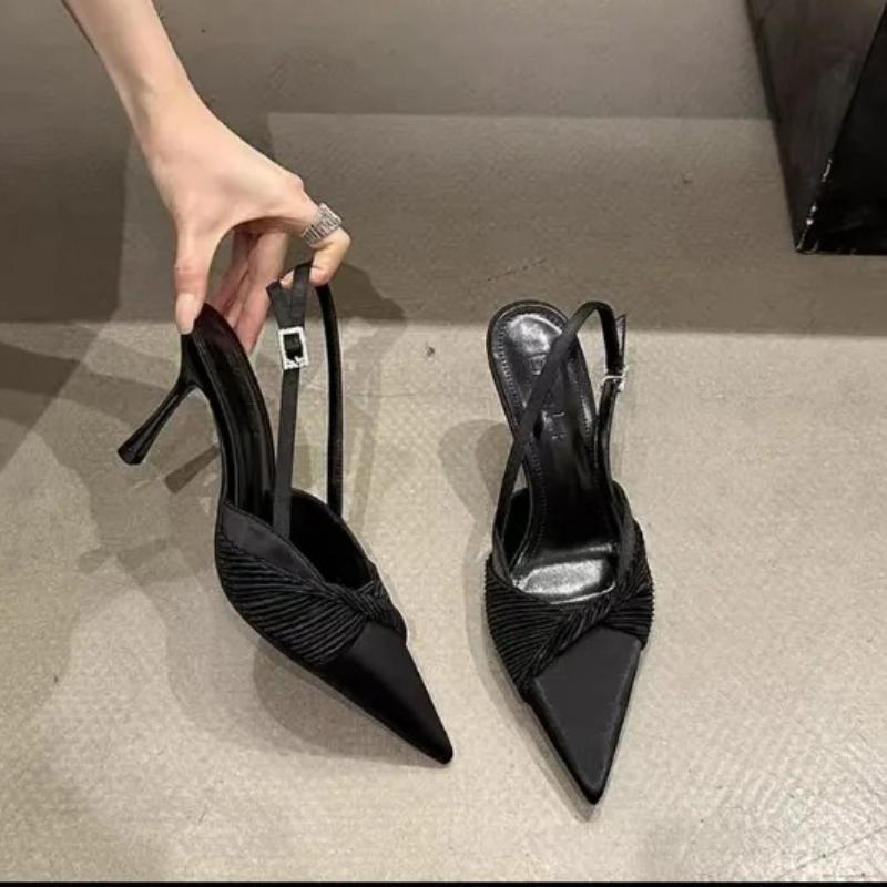 2025 Spring New Brand Women Sandal Fashion Bow-knot Pointed Toe Ladies Elegant Slingback Shoes Thin High Heel Pumps
