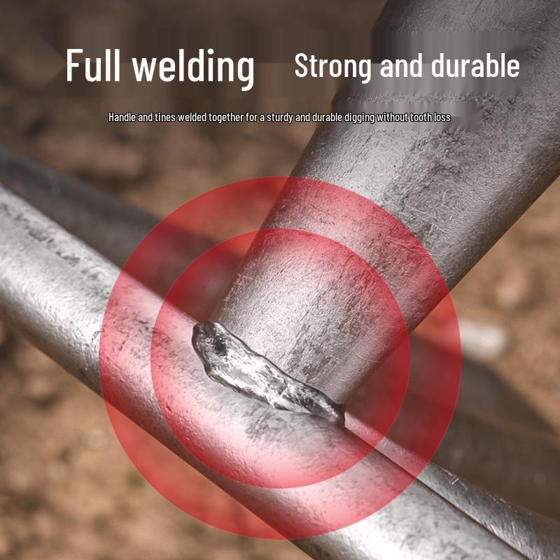 Three-Tine Gardening Rake and Hoe Set for Planting & Soil Loosening