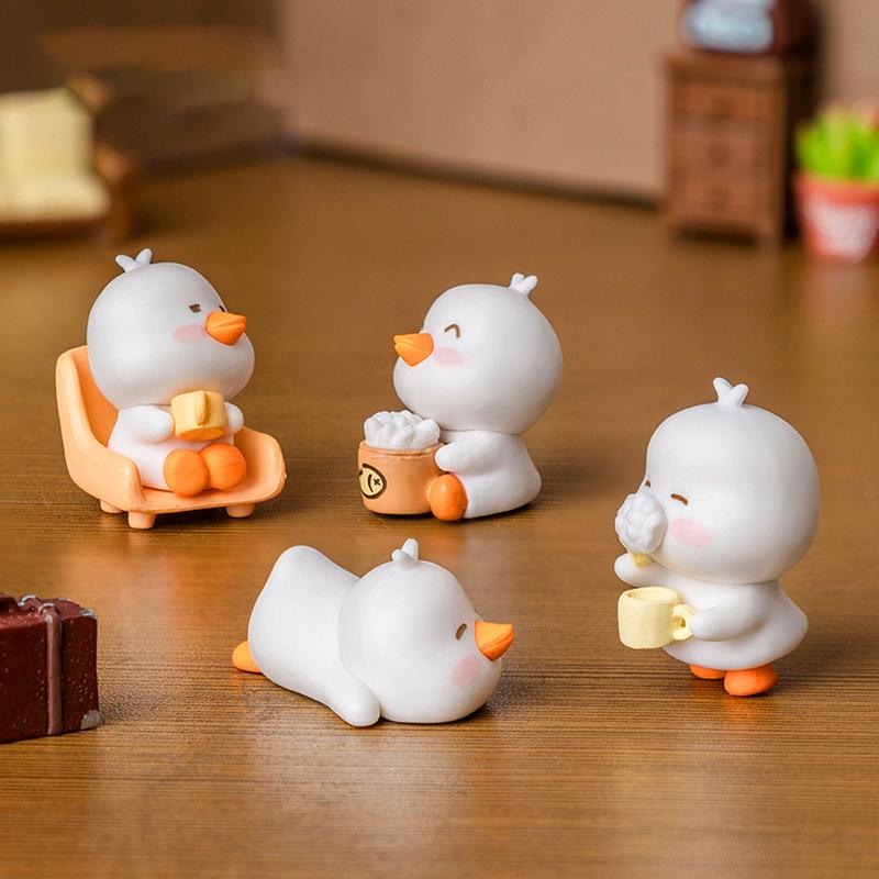 1Pc Kids Gift Cute Duck Figurines Miniature Craft Ornament Micro Landscape Kawaii Desk Car Interior Accessories Home Decoration