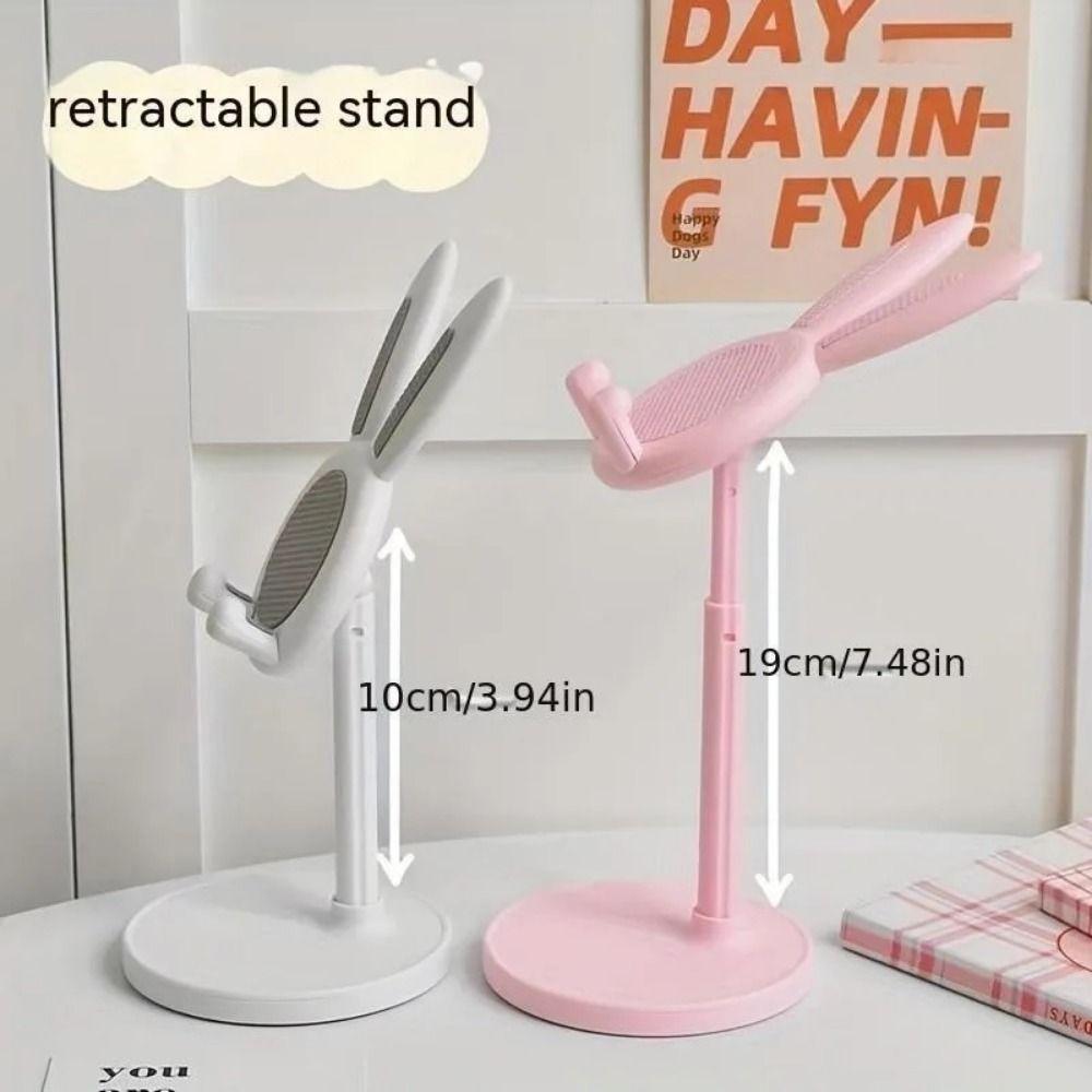 Rabbit Bunny Phone Holder Adjustable Lazy Bracket Telescopic Lifting Phone Holder Pink Multi-angle Desktop Mobile Phone Bracket