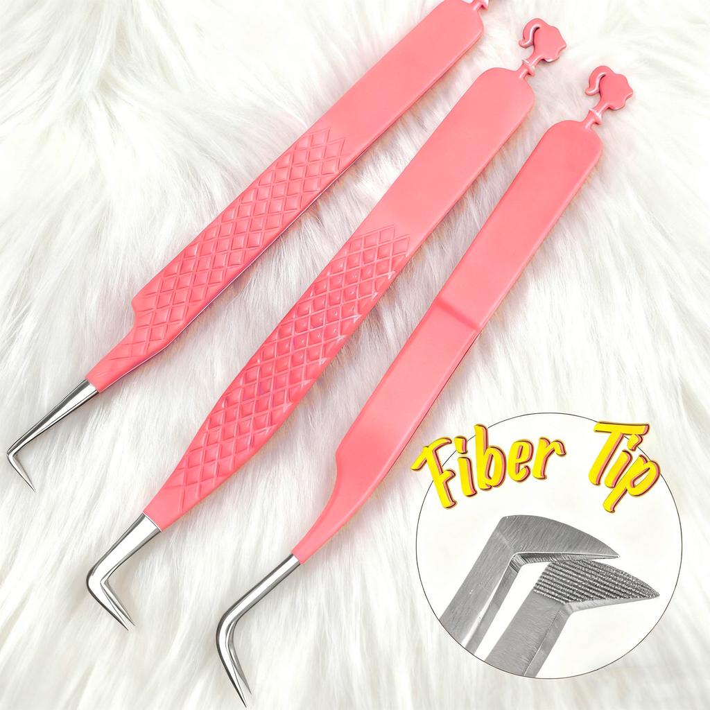 Free Custom Rose Gold pink with Gold Eyelash Extension Tweezers Private Label 410 Stainless Steel  Lash Tweezers