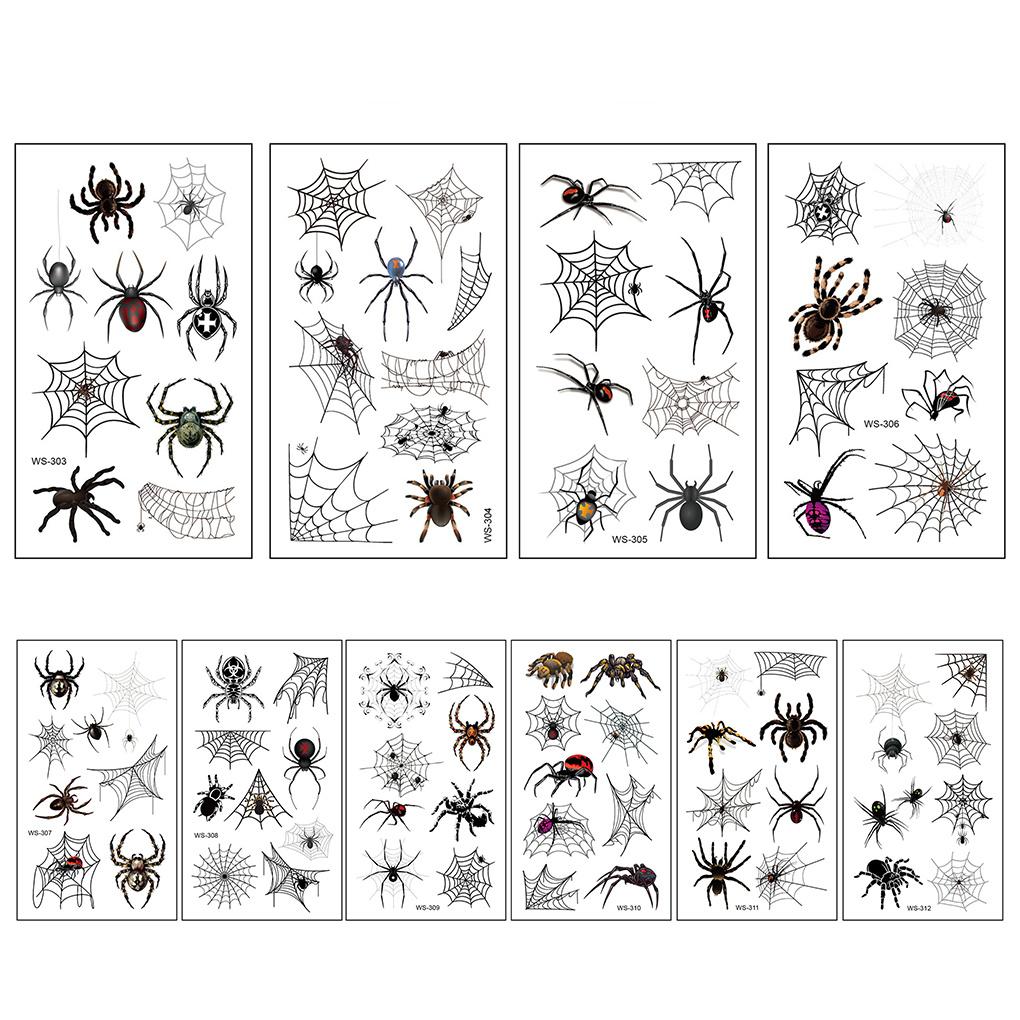 10 Pieces Stickers Sexy 3D Spider Embellishment Transfer Tattoos Halloween Role-playing Parties Women Kids