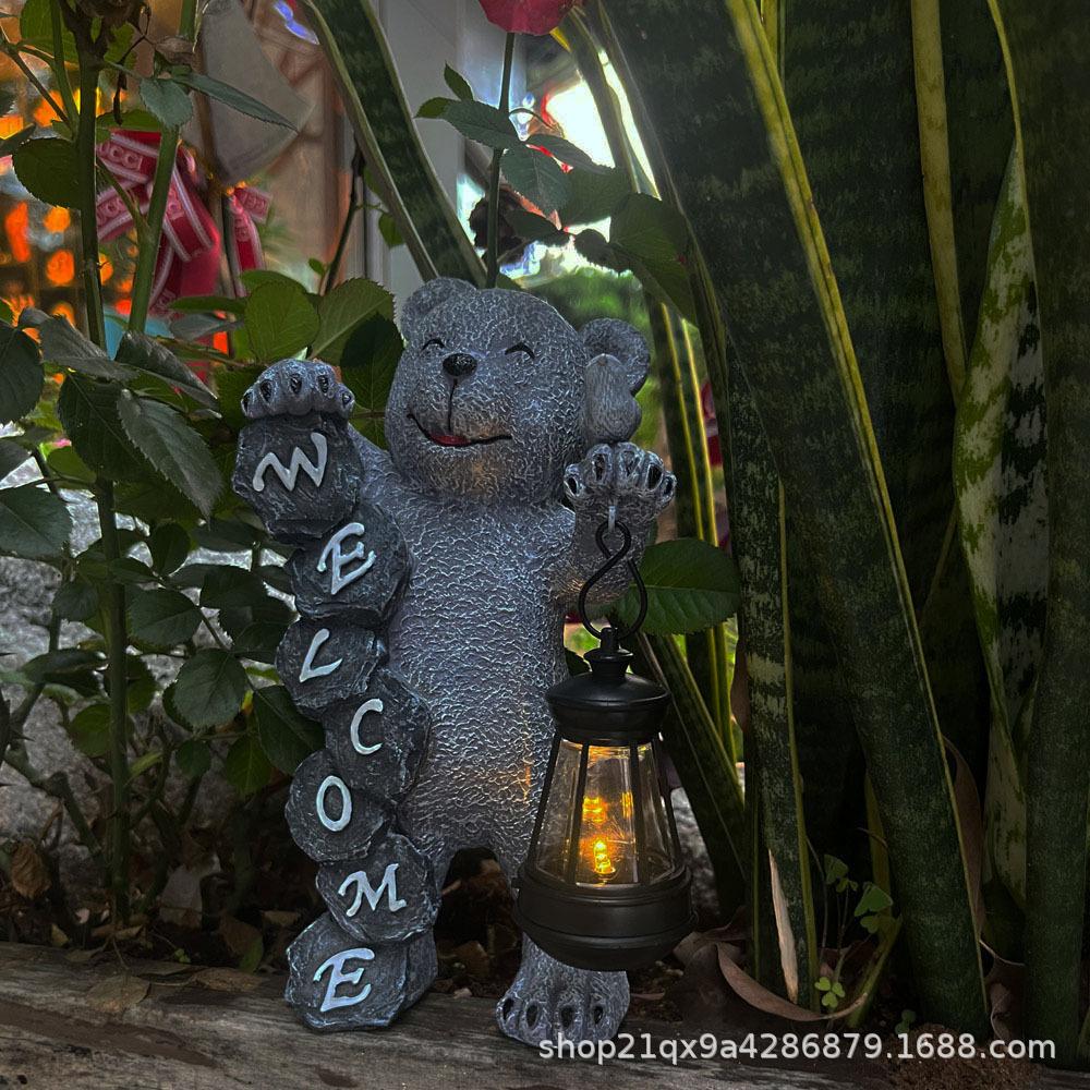 JYL TS/166,Creative Bear Holding Solar Light Kids Birthday Decor Bonsai Figurine Hot Selling Cute Garden