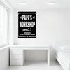 Vintage Papa's Workshop Metal Tin Sign with Wrench & Axe Icons, 'OPEN 2.7' & 'BROKEN TOYS FIXED HERE' Text, Home/Bar Man Cave De