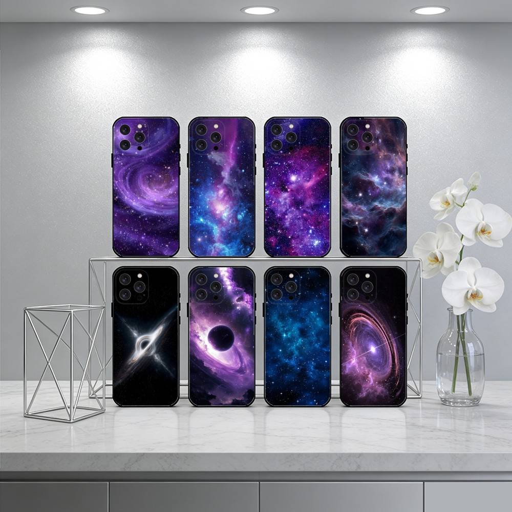 Space For Galaxy Universe Phone Case For iPhone 16,15,14,13,12,17,Pro Max,Plus Silicone Black Case