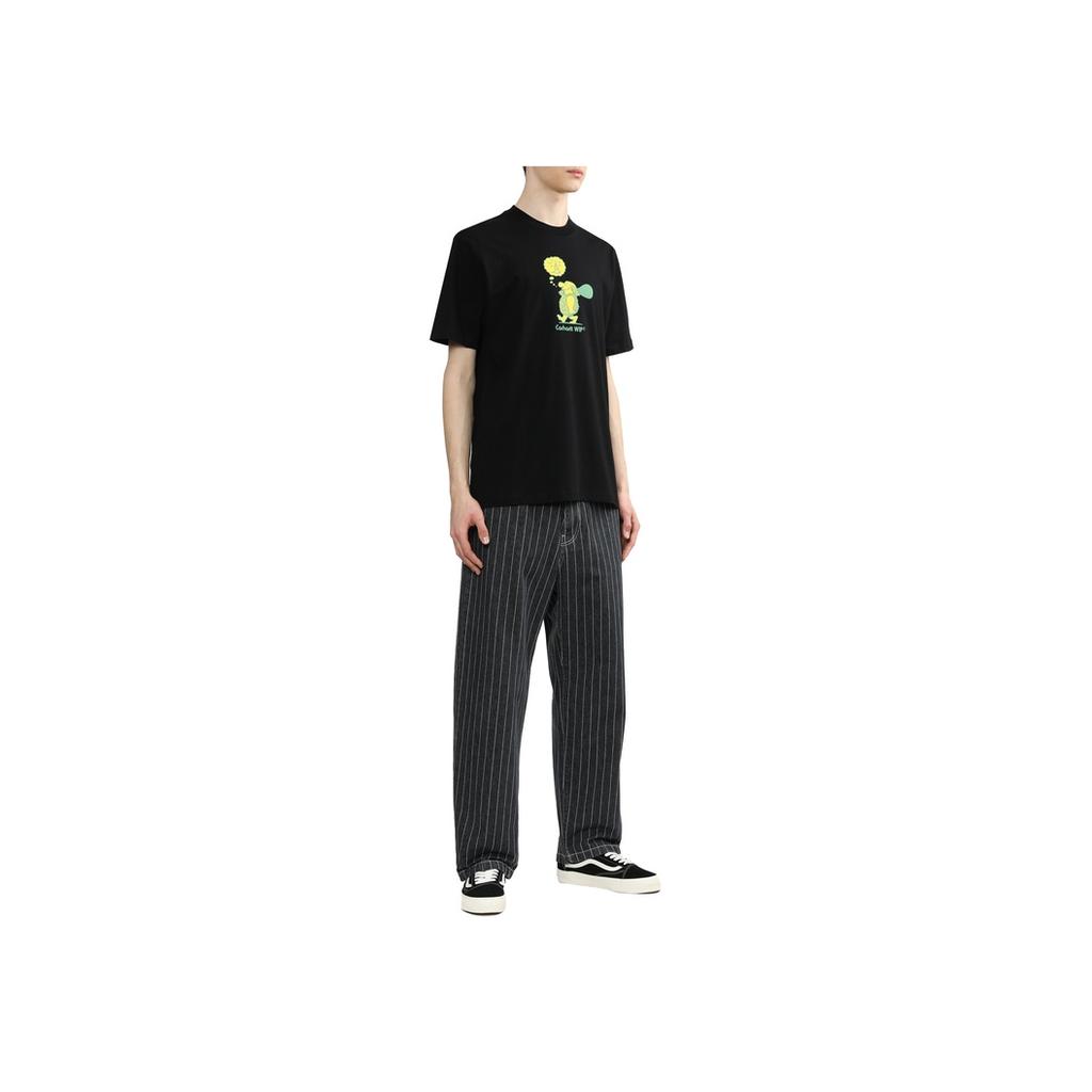 Carhartt WIP Original Thought T-Shirt Cartoon Anime Letter Print Crew Neck Short Sleeve T-Shirt Men Tops Black I032882-89-XX
