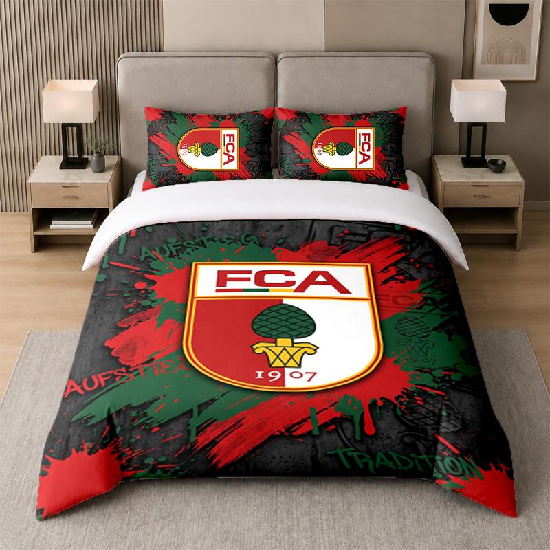 3Pcs Bedding SetFC Augsburg FC Soft Bed Sheet and Two Pillowcases Home Bedroom Decor