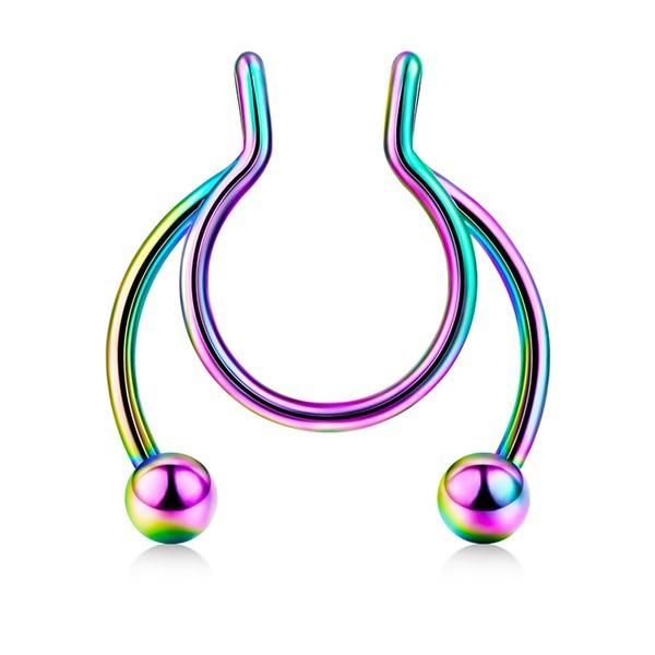 Unisex Fake Diaphragm Gifts Colorful Nose Ring Jewelry Stainless Steel Nose Ring Clip Homosexual Only 1pcs