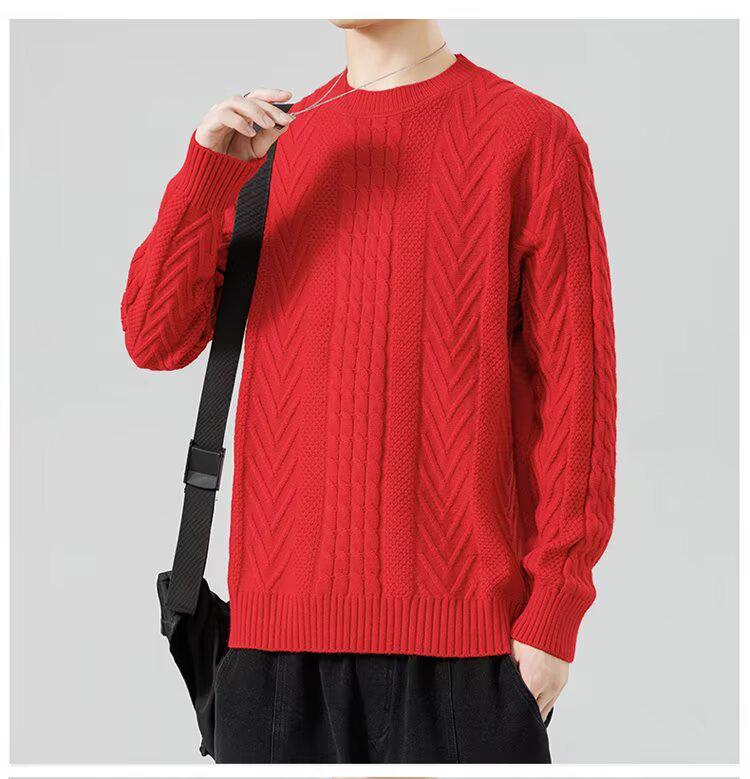 Men's Diamond Jacquard Alpaca Wool Crew Neck Sweater - Skin-Friendly Casual Pullover for Autumn and Winter