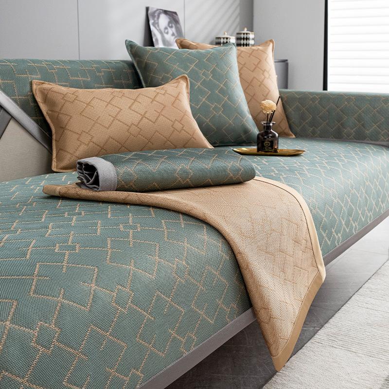 

Light Luxury Ice Silk Sofa Cushion Summer Summer Ice Cushion Modern Simple High-End Breathable Non-Slip Mat Sofa Cover 70*70cm