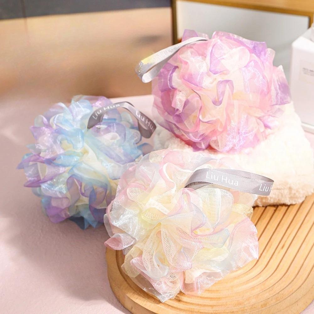 Dreamy Dazzling Color Bathing Flower Foaming Sponge Bubble Wisp Body Exfoliating Shower Flowers Mesh Ball Body Wash Skin Cleaner
