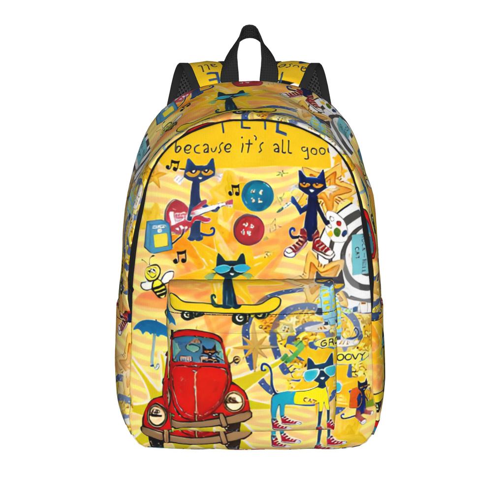 Pete the Cat Cool Kitten Casual Backpack Sports High School Business Cartoon Daypack Laptop Computer Canvas Bags