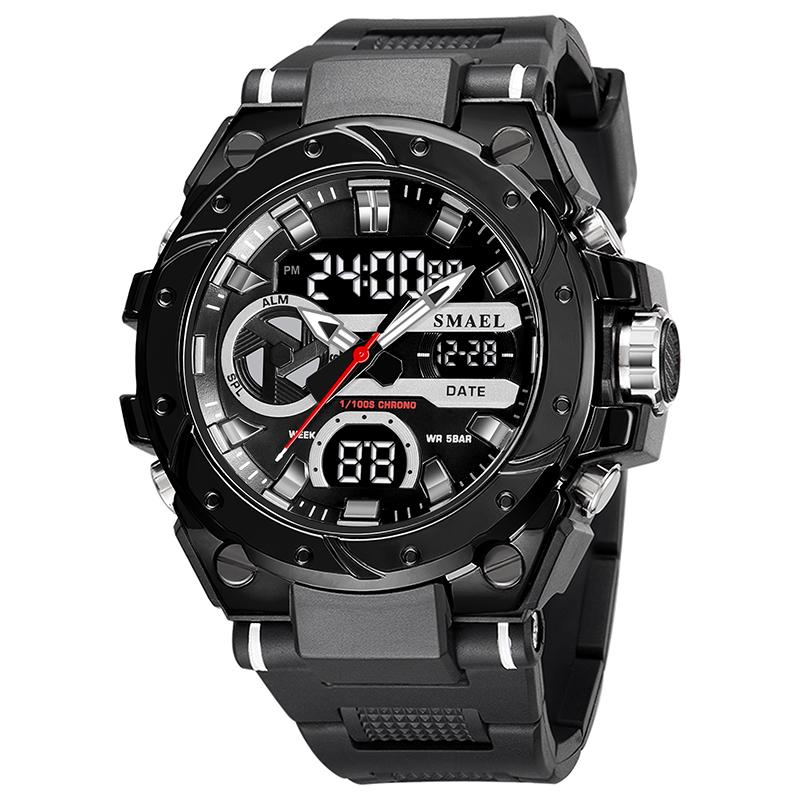 Brand Sport Watches 50M Wateproof Dual Time Display Watches LED 8029 Stopwatches Alarm Multifunctional Men's Wristwatches