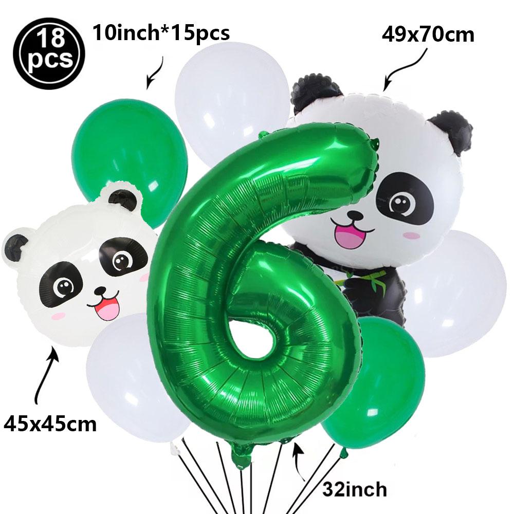 Cartoon Panda Animal Green 32inch Foil Number Balloon Set Children Birthday Party DIY Decoration Baby Shower Kids Animal Balloon