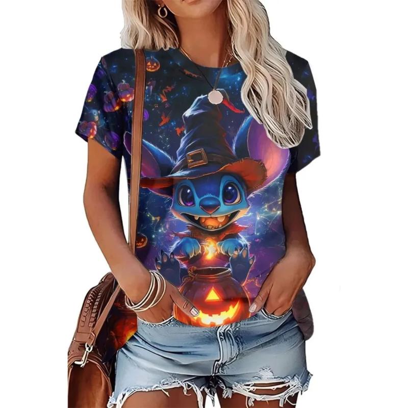 Fashion Women's Clothing Crew Neck Short Sleeve 3D Christmas Color Printing Christmas Short Sleeve Crew Neck T-Shirt