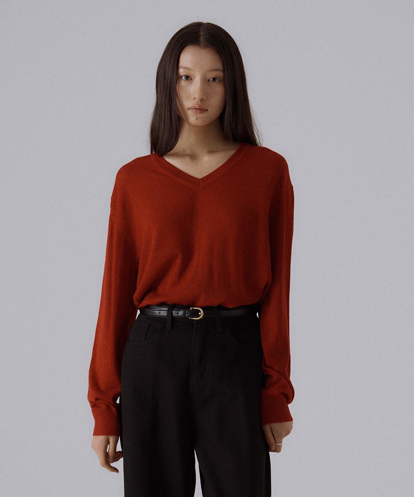 SILN Soma V-Neck Pullover Knit (Red)