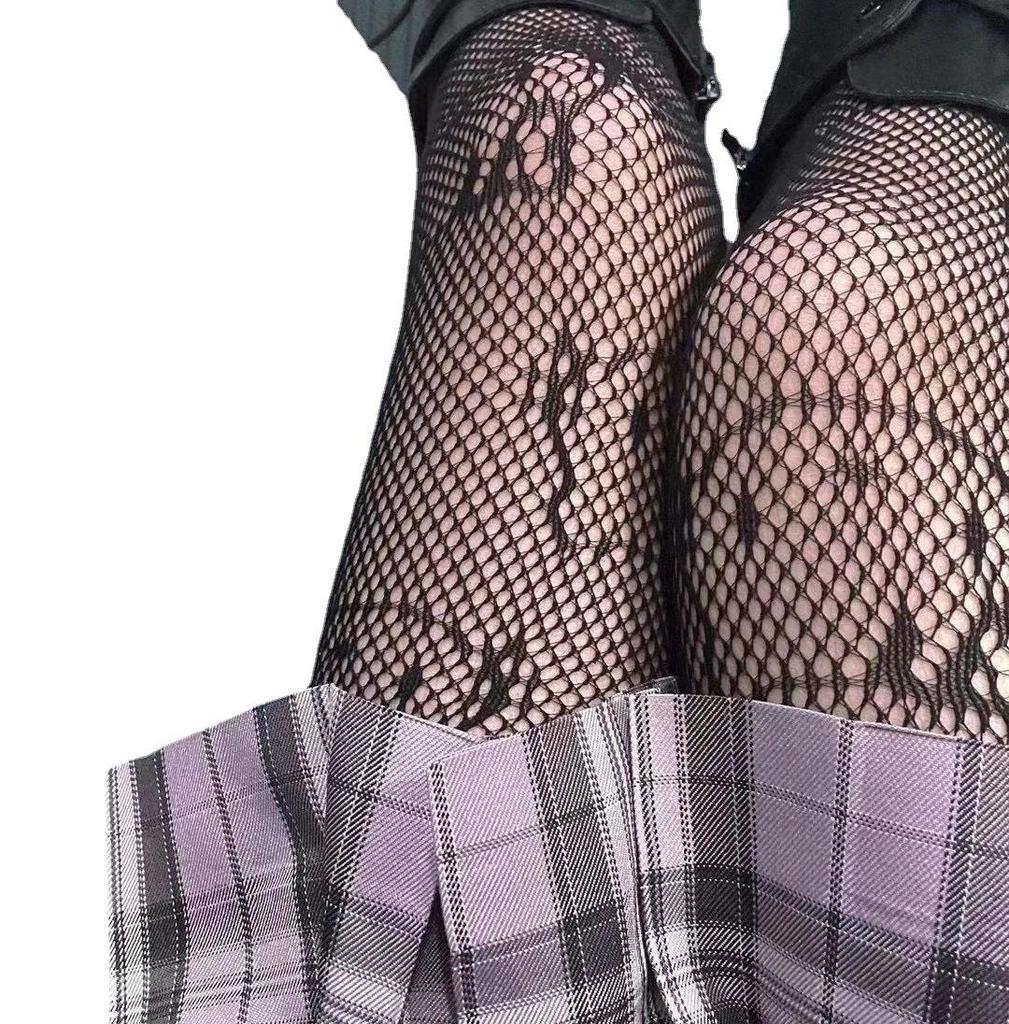 Süße japanische Katzen-Netzstrümpfe – Lolita-Stil, Frühling/Sommer, schwarzes Hohldesign, JK Hot Girl Strumpfhose