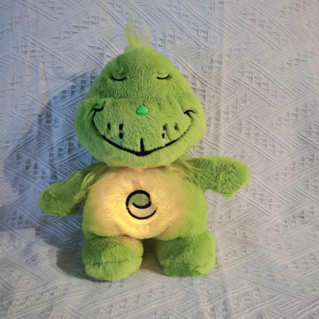 Breathing Glowing Grinch Plush Toy with Music  Light Sleep Aid for Kids