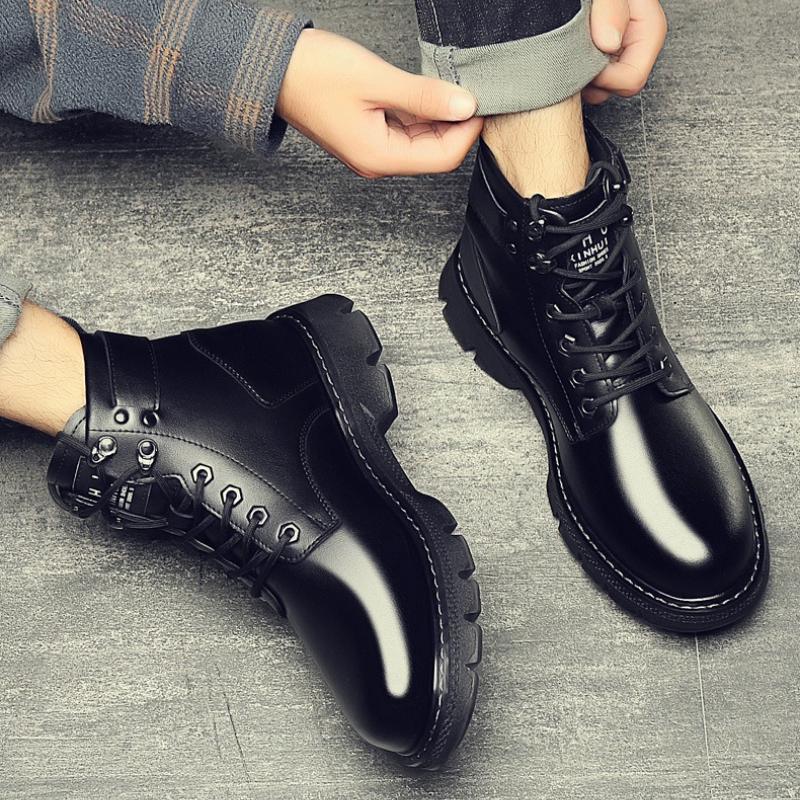 Fashion Ankle Boots for Man PU Leather Men's Sports Shoes Autumn Winter Comf High-top Timberland Boot Casual Outdoor Men Motorcycle Boot